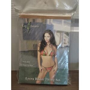 Leg Avenue One Size Fits Most Tropical Floral Lycra Bikini Thong Set Style #8289
